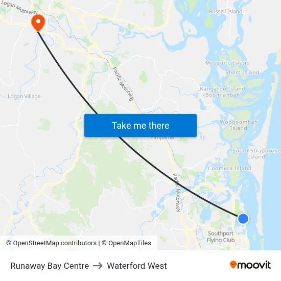 Runaway Bay Centre to Waterford West map