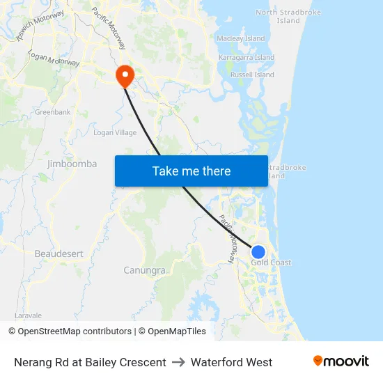 Nerang Rd at Bailey Crescent to Waterford West map