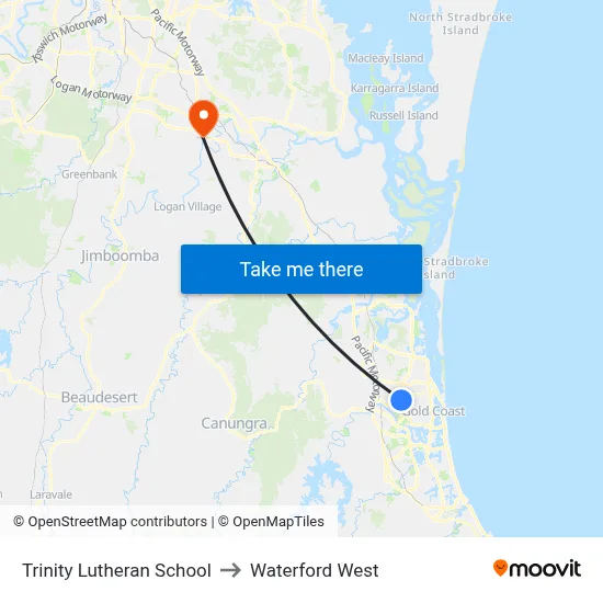 Trinity Lutheran School to Waterford West map