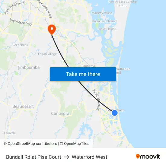 Bundall Rd at Pisa Court to Waterford West map
