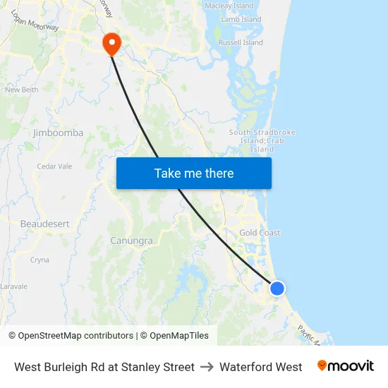 West Burleigh Rd at Stanley Street to Waterford West map