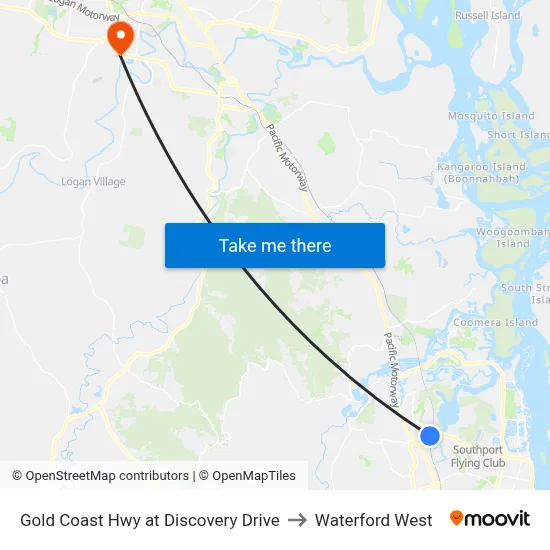 Gold Coast Hwy at Discovery Drive to Waterford West map