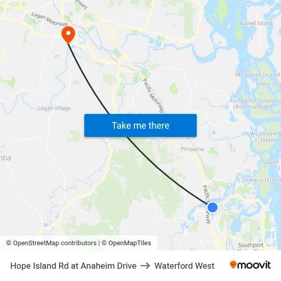 Hope Island Rd at Anaheim Drive to Waterford West map