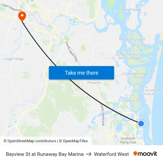 Bayview St at Runaway Bay Marina to Waterford West map