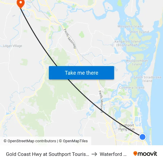 Gold Coast Hwy at Southport Tourist Park to Waterford West map