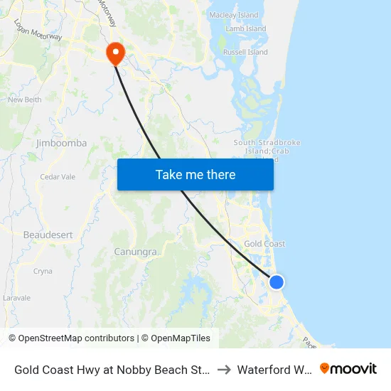 Gold Coast Hwy at Nobby Beach Station to Waterford West map