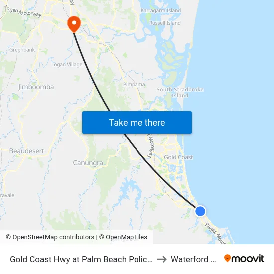Gold Coast Hwy at Palm Beach Police Station to Waterford West map