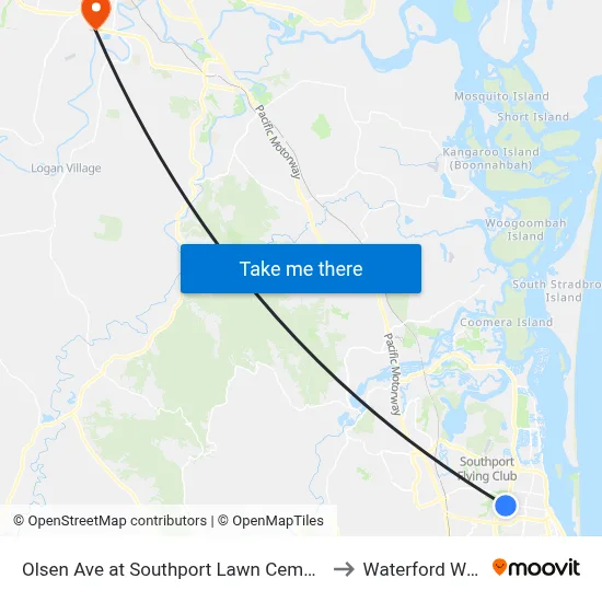 Olsen Ave at Southport Lawn Cemetery to Waterford West map
