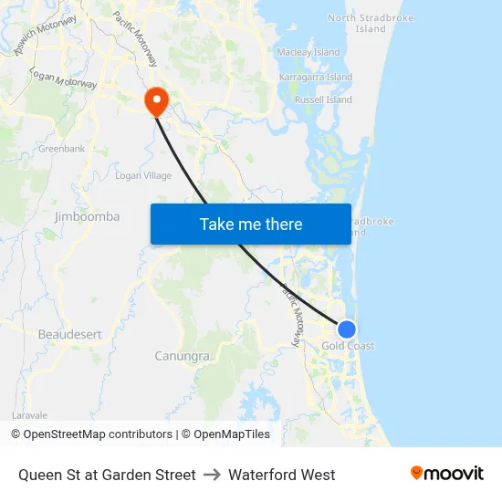 Queen St at Garden Street to Waterford West map