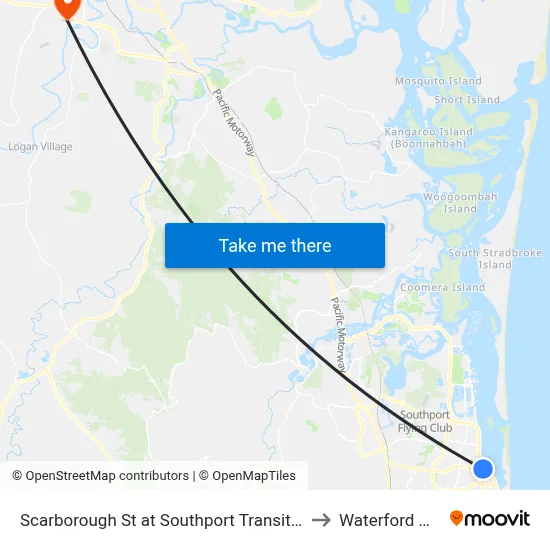 Scarborough St at Southport Transit Centre to Waterford West map