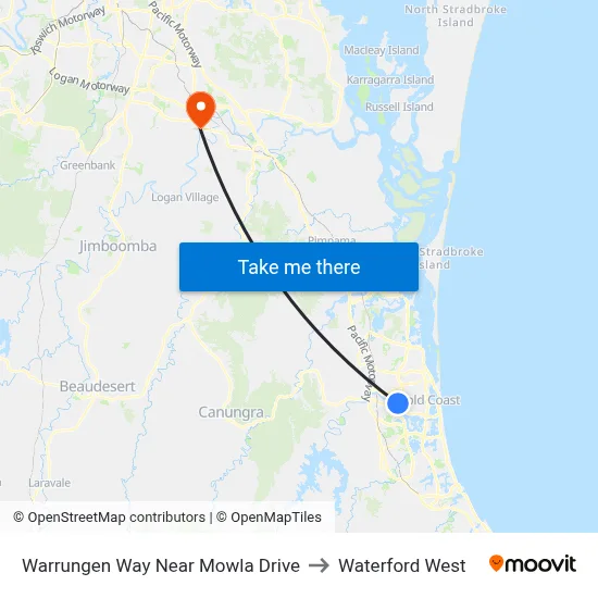 Warrungen Way Near Mowla Drive to Waterford West map
