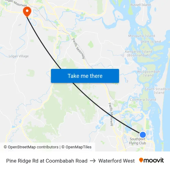 Pine Ridge Rd at Coombabah Road to Waterford West map