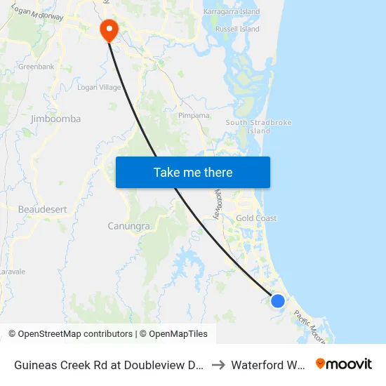 Guineas Creek Rd at Doubleview Drive to Waterford West map