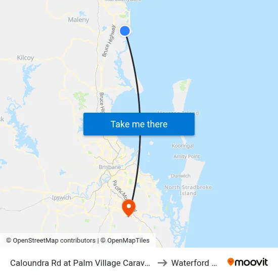 Caloundra Rd at Palm Village Caravan Park to Waterford West map