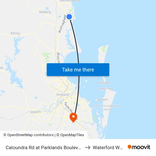 Caloundra Rd at Parklands Boulevard to Waterford West map