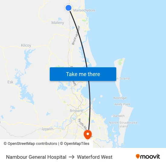 Nambour General Hospital to Waterford West map