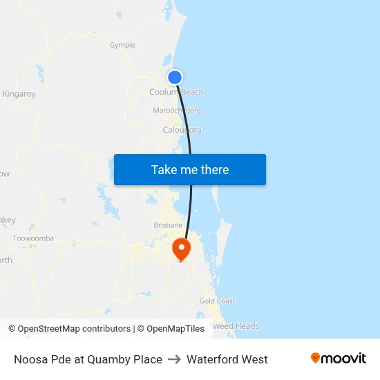 Noosa Pde at Quamby Place to Waterford West map
