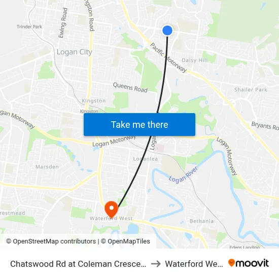 Chatswood Rd at Coleman Crescent to Waterford West map