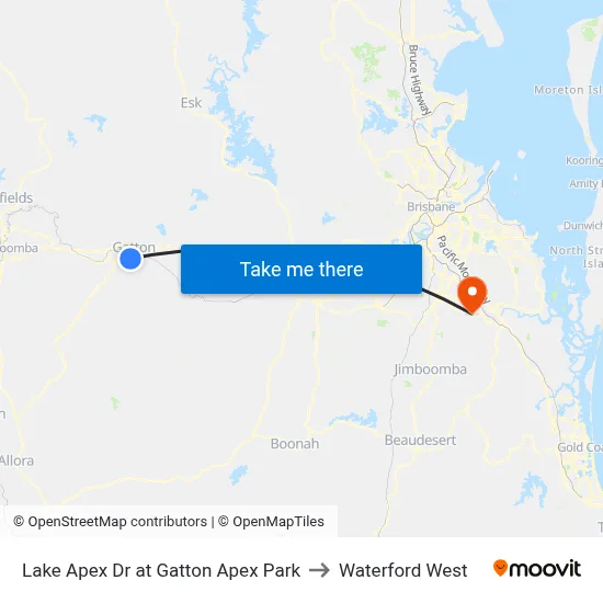Lake Apex Dr at Gatton Apex Park to Waterford West map