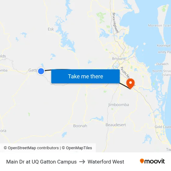 Main Dr at UQ Gatton Campus to Waterford West map