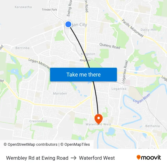 Wembley Rd at Ewing Road to Waterford West map