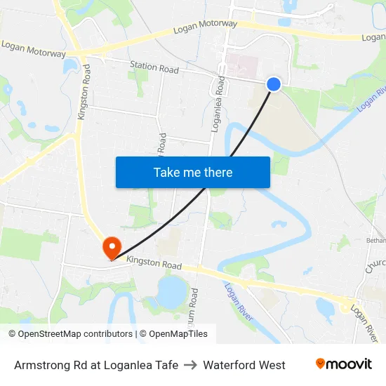 Armstrong Rd at Loganlea Tafe to Waterford West map