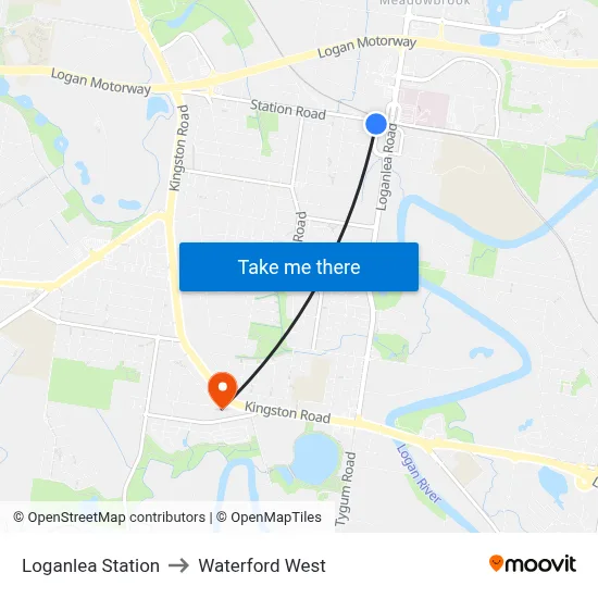 Loganlea Station to Waterford West map