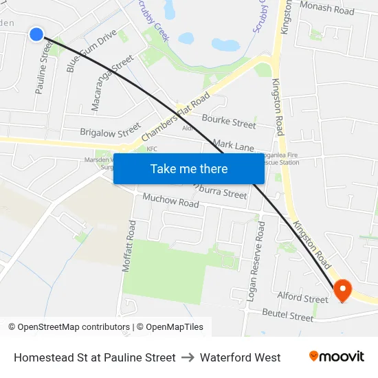 Homestead St at Pauline Street to Waterford West map