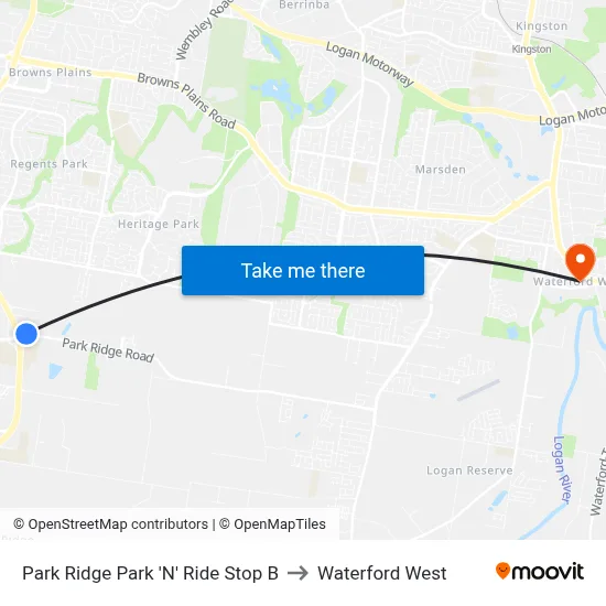 Park Ridge Park 'N' Ride Stop B to Waterford West map