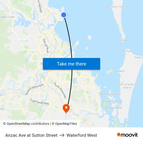 Anzac Ave at Sutton Street to Waterford West map