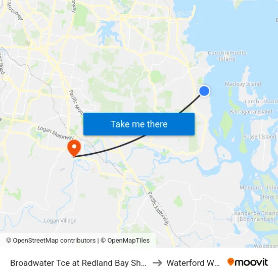 Broadwater Tce at Redland Bay Shops to Waterford West map