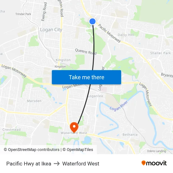 Pacific Hwy at Ikea to Waterford West map