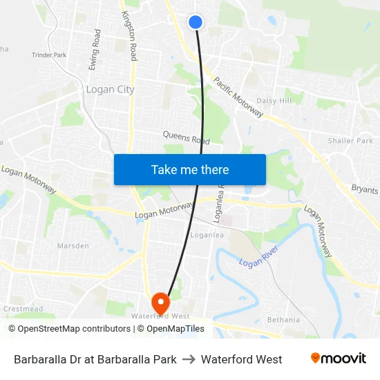 Barbaralla Dr at Barbaralla Park to Waterford West map