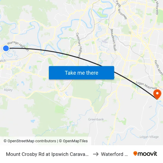 Mount Crosby Rd at Ipswich Caravan Village to Waterford West map