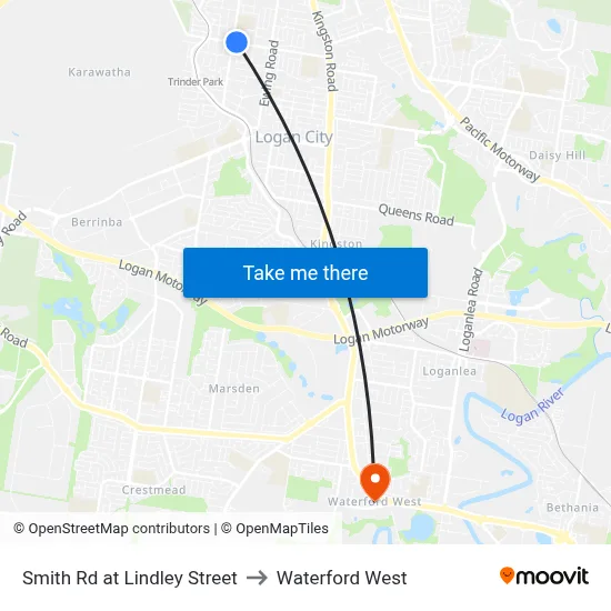 Smith Rd at Lindley Street to Waterford West map