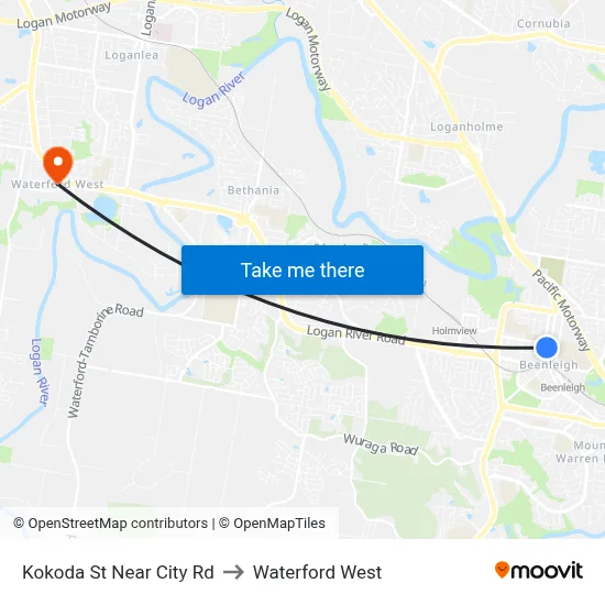 Kokoda St Near City Rd to Waterford West map