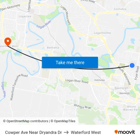Cowper Ave Near Dryandra Dr to Waterford West map