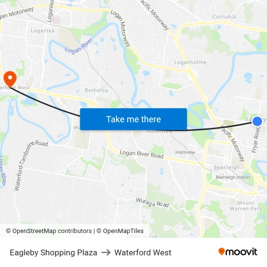 Eagleby Shopping Plaza to Waterford West map