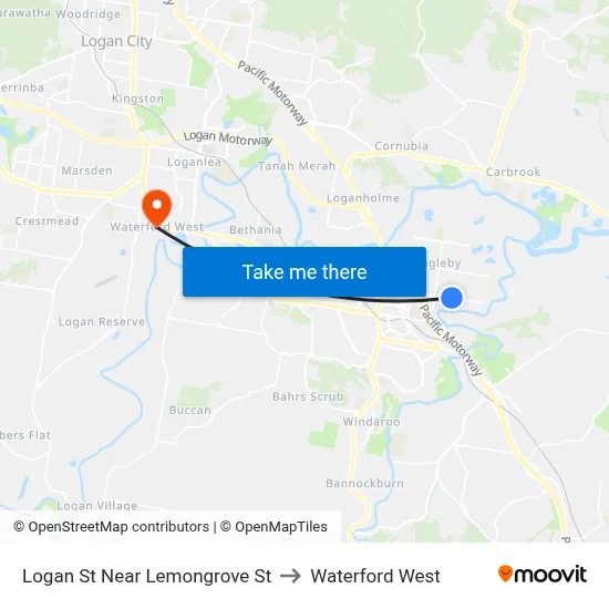 Logan St Near Lemongrove St to Waterford West map