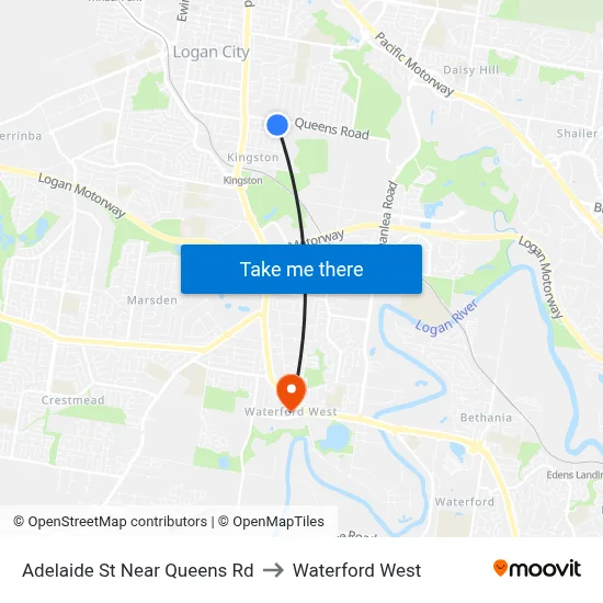 Adelaide St Near Queens Rd to Waterford West map