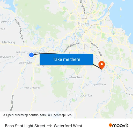Bass St at Light Street to Waterford West map