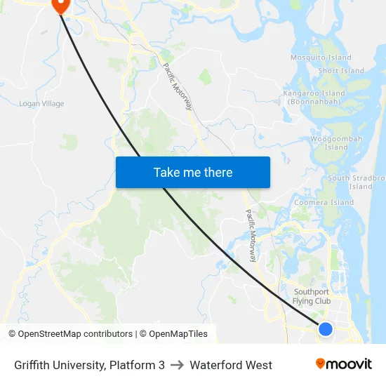 Griffith University, Platform 3 to Waterford West map
