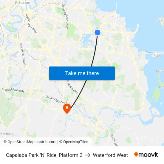 Capalaba Park 'N' Ride, Platform 2 to Waterford West map