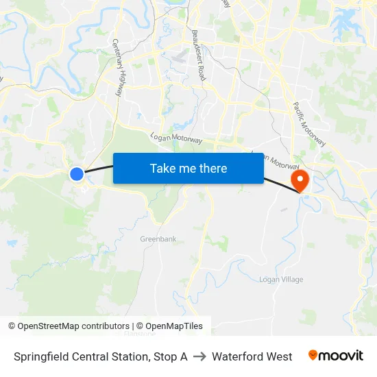 Springfield Central Station, Stop A to Waterford West map