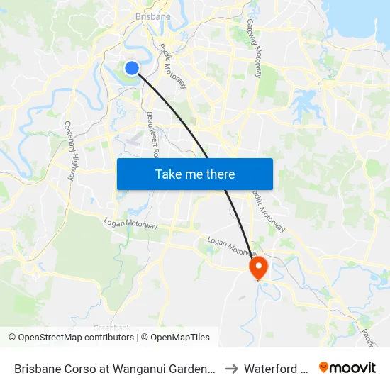 Brisbane Corso at Wanganui Gardens, Stop 35 to Waterford West map