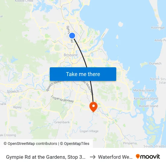 Gympie Rd at the Gardens, Stop 38a to Waterford West map
