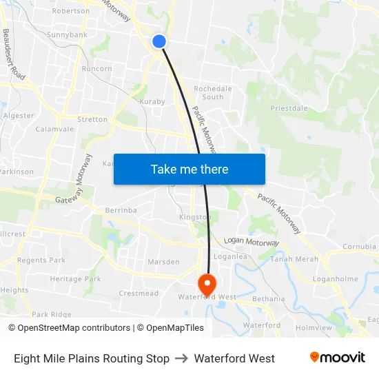 Eight Mile Plains Routing Stop to Waterford West map
