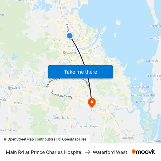 Main Rd at Prince Charles Hospital to Waterford West map