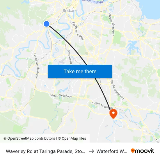 Waverley Rd at Taringa Parade, Stop 27 to Waterford West map