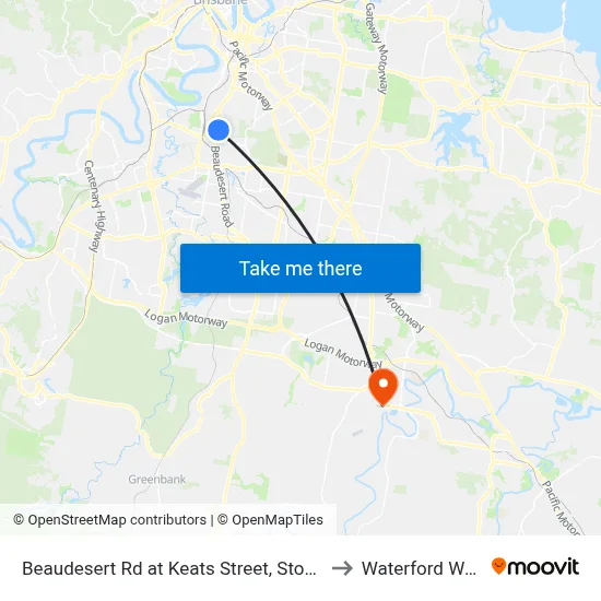 Beaudesert Rd at Keats Street, Stop 35 to Waterford West map